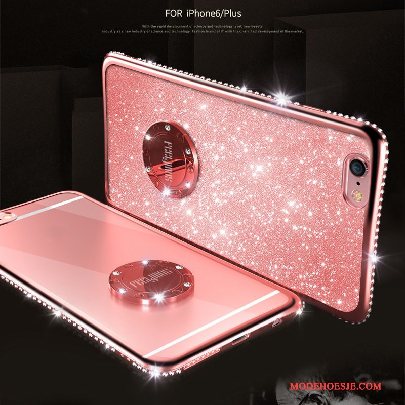 Hoesje iPhone 6/6s Plus Zacht Rood Trend, Hoes iPhone 6/6s Plus Strass Anti-falltelefoon