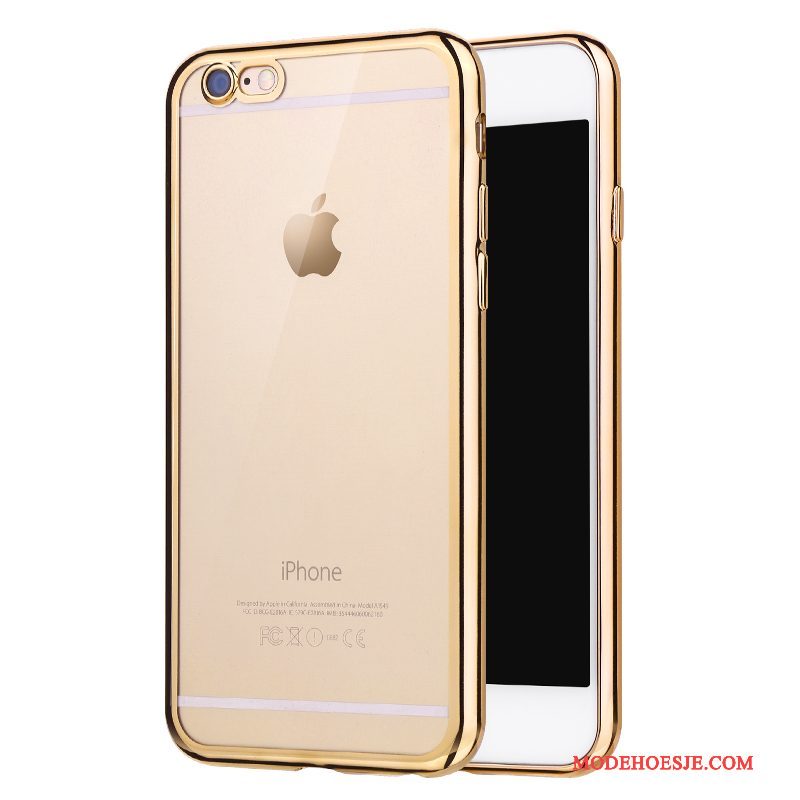 Hoesje iPhone 6/6s Plus Zacht Trend Doorzichtig, Hoes iPhone 6/6s Plus Siliconen Goud Anti-fall