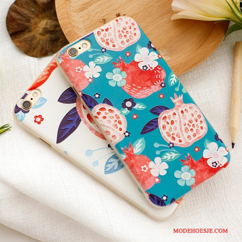 Hoesje iPhone 6/6s Plus Zacht Trendy Merktelefoon, Hoes iPhone 6/6s Plus Zakken Anti-fall Bloemen