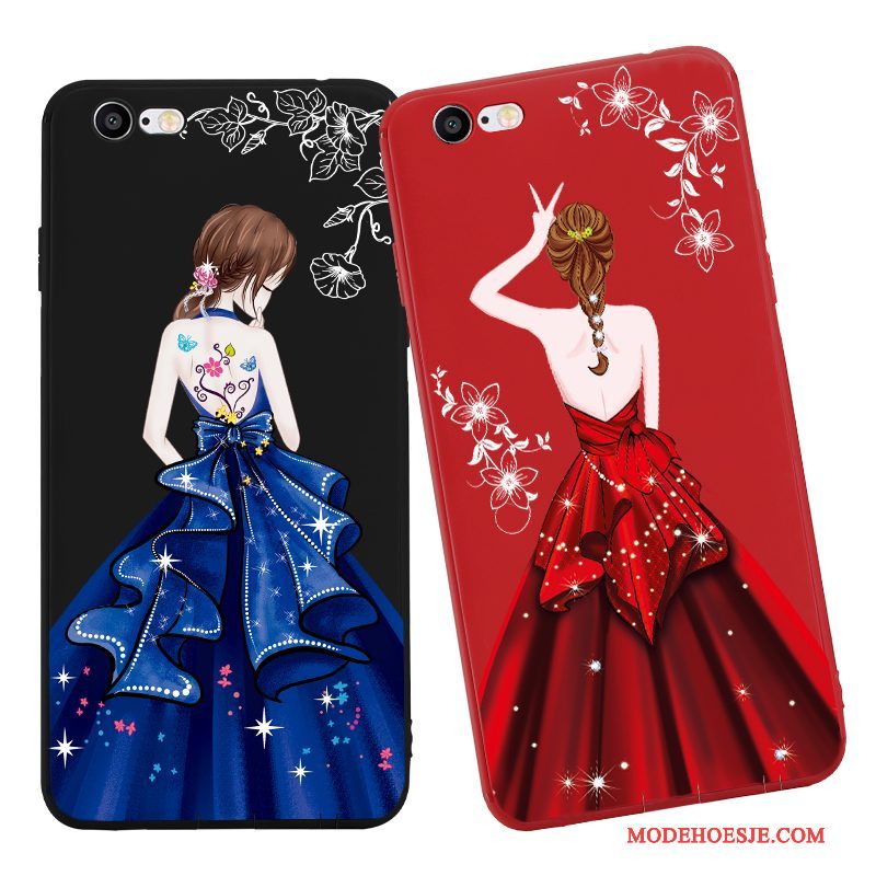 Hoesje iPhone 6/6s Plus Zakken Hanger Rood, Hoes iPhone 6/6s Plus Zacht Anti-fall Zwart