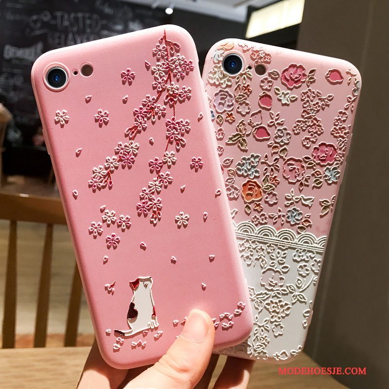 Hoesje iPhone 6/6s Plus Zakken Ring Kat, Hoes iPhone 6/6s Plus Spotprent Roze Hanger