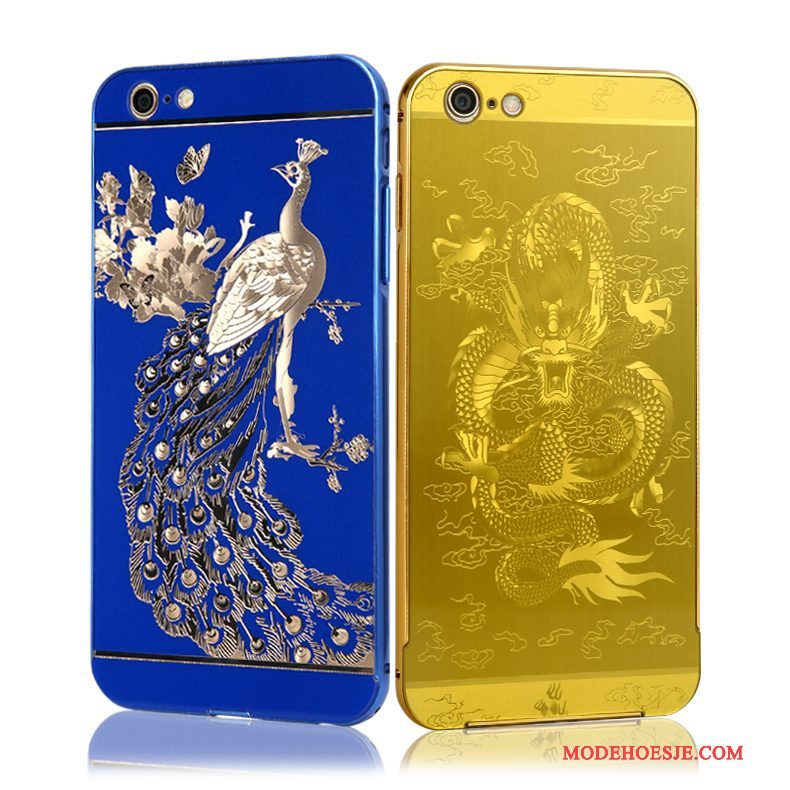 Hoesje iPhone 6/6s Plus Zakken Telefoon Omlijsting, Hoes iPhone 6/6s Plus Scheppend Goud Hard