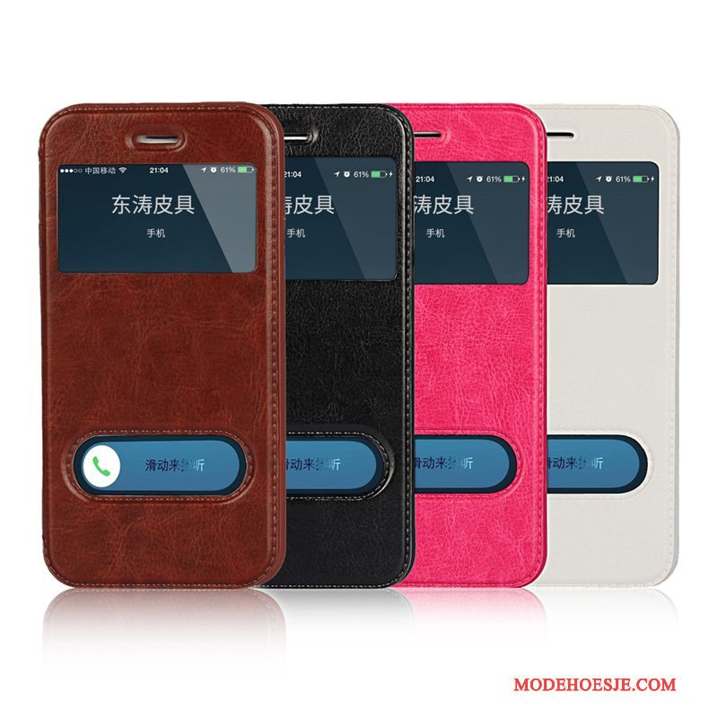 Hoesje iPhone 6/6s Plus Zakken Telefoon Rood, Hoes iPhone 6/6s Plus Leer Bruin Anti-fall