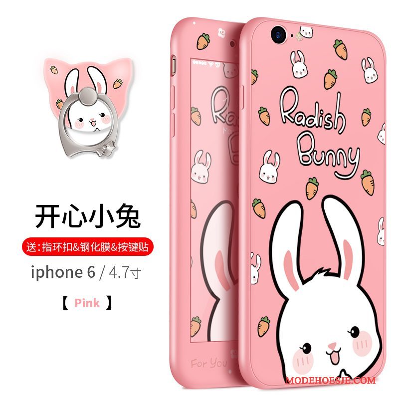 Hoesje iPhone 6/6s Spotprent Telefoon Roze, Hoes iPhone 6/6s Siliconen Dun Hanger