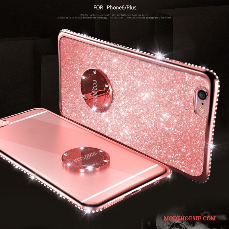Hoesje iPhone 6/6s Strass Roodtelefoon, Hoes iPhone 6/6s Luxe Roze Trend