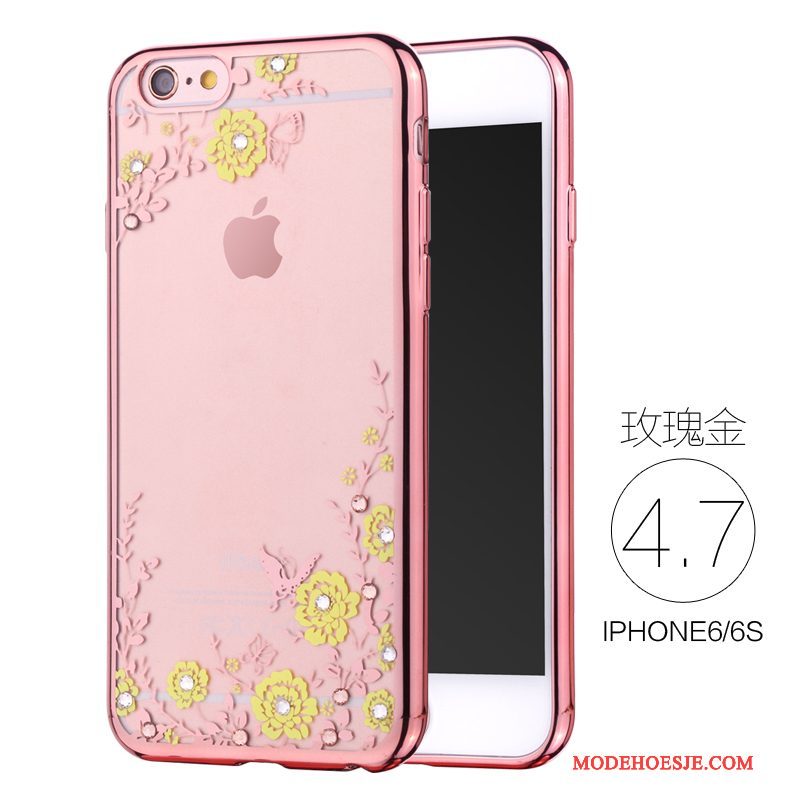 Hoesje iPhone 6/6s Strass Roze Dun, Hoes iPhone 6/6s Zacht Nieuwtelefoon