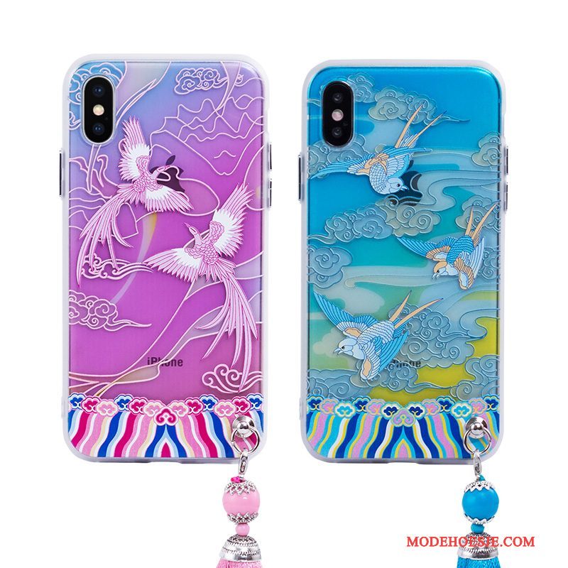 Hoesje iPhone 7 Bescherming Kunst Chinese Stijl, Hoes iPhone 7 Blauwtelefoon