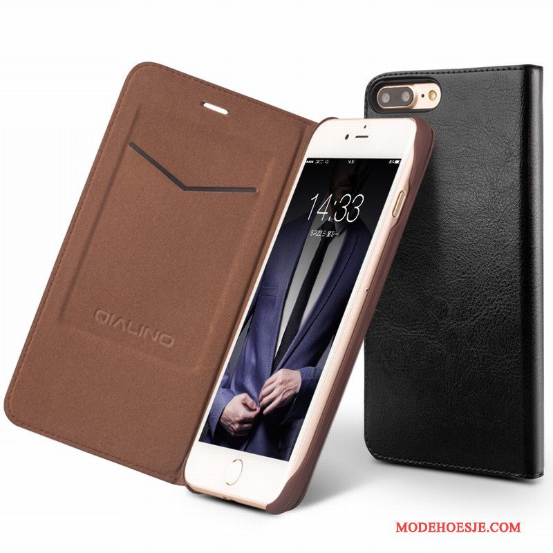 Hoesje iPhone 7 Folio Zwart Bedrijf, Hoes iPhone 7 Leer Telefoon