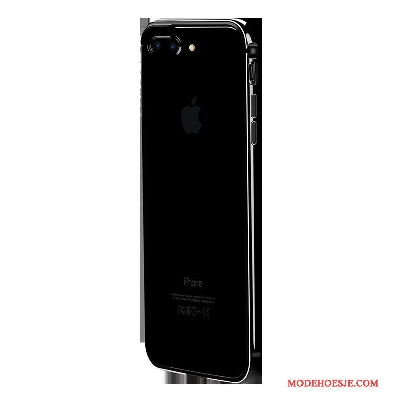 Hoesje iPhone 7 Plus Metaal Anti-falltelefoon, Hoes iPhone 7 Plus Luxe Omlijsting Zwart