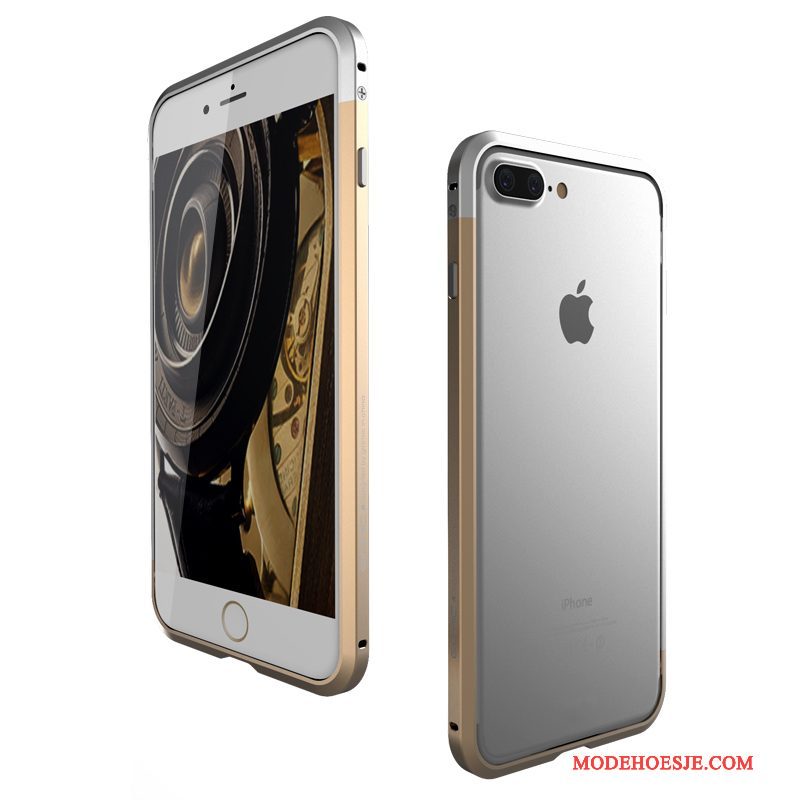 Hoesje iPhone 7 Plus Metaal Goudtelefoon, Hoes iPhone 7 Plus Bescherming Trend Omlijsting