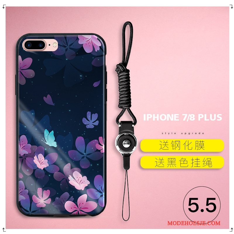 Hoesje iPhone 7 Plus Zacht Nieuw Bloemen, Hoes iPhone 7 Plus Siliconen Glastelefoon