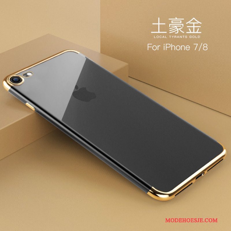 Hoesje iPhone 7 Scheppend Doorzichtig Goud, Hoes iPhone 7 Zacht Plating Dun