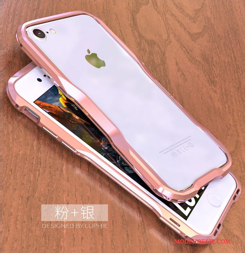 Hoesje iPhone 7 Scheppend Rozetelefoon, Hoes iPhone 7 Metaal Anti-fall Omlijsting