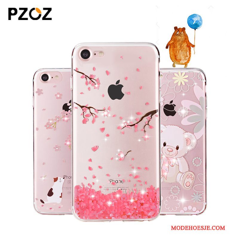 Hoesje iPhone 7 Strass Nieuwtelefoon, Hoes iPhone 7 Siliconen Hanger Roze