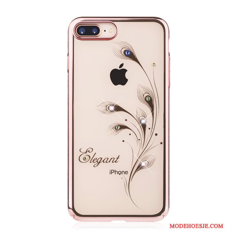 Hoesje iPhone 7 Zakken Hard Anti-fall, Hoes iPhone 7 Strass Roze Plating