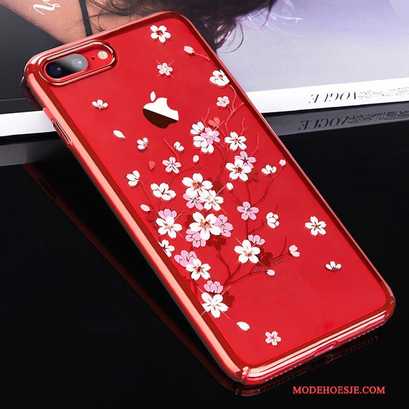 Hoesje iPhone 7 Zakken Telefoon Rood, Hoes iPhone 7 Strass Anti-fall Elegante