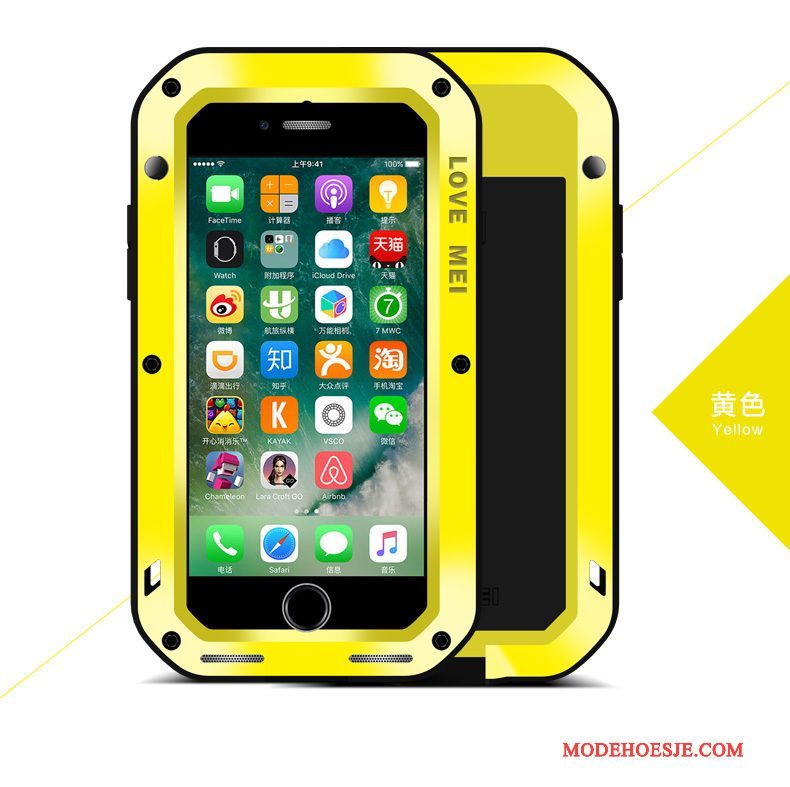 Hoesje iPhone 8 Bescherming Geel Anti-fall, Hoes iPhone 8 Metaal Decompressietelefoon