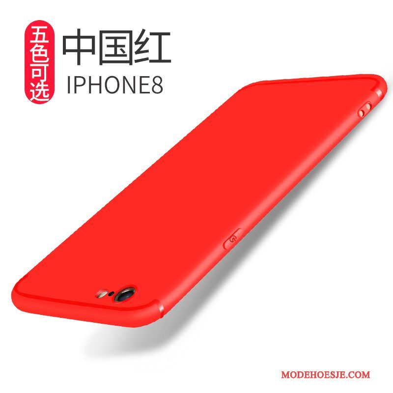 Hoesje iPhone 8 Bescherming Rood Schrobben, Hoes iPhone 8 Zacht Trend Anti-fall