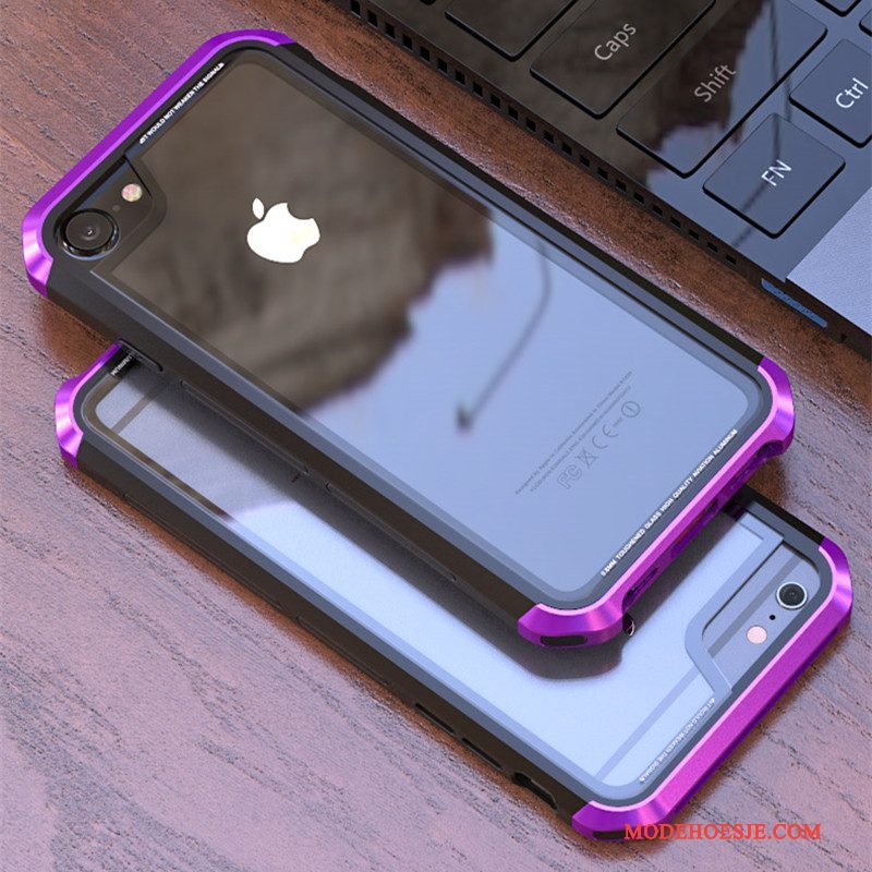 Hoesje iPhone 8 Metaal Omlijsting Purper, Hoes iPhone 8 Bescherming Doorzichtigtelefoon