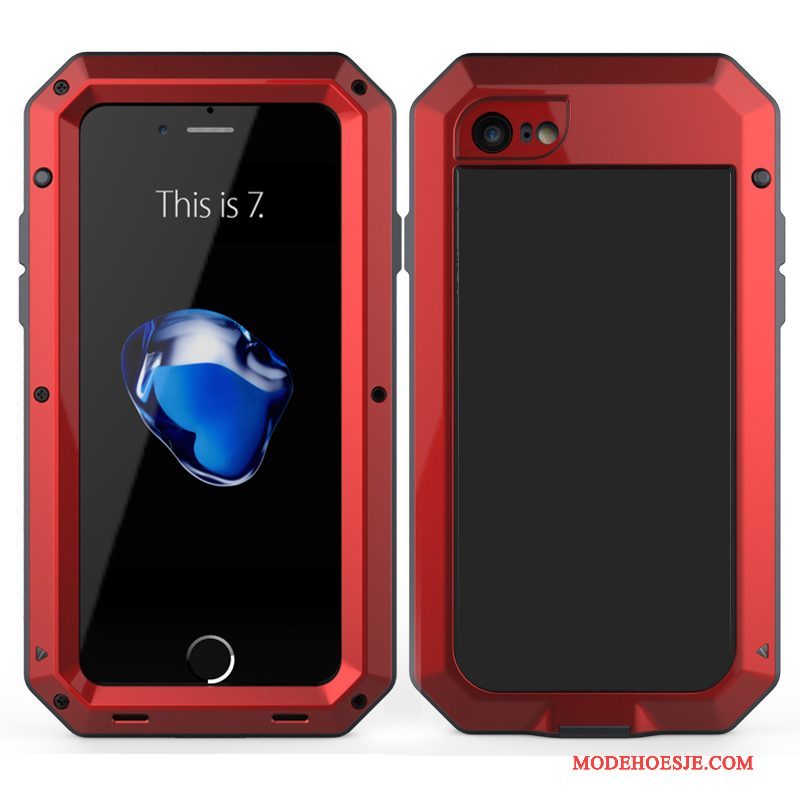 Hoesje iPhone 8 Plus Bescherming Telefoon Anti-fall, Hoes iPhone 8 Plus Zakken Rood Omlijsting