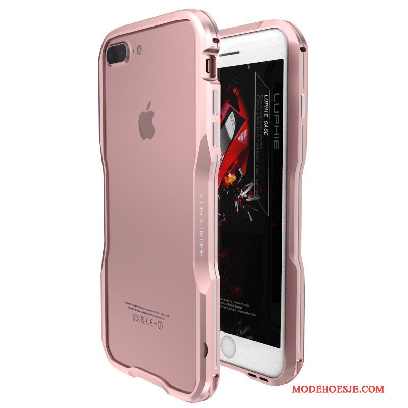 Hoesje iPhone 8 Plus Metaal Roze Trend, Hoes iPhone 8 Plus Scheppend Nieuw Omlijsting