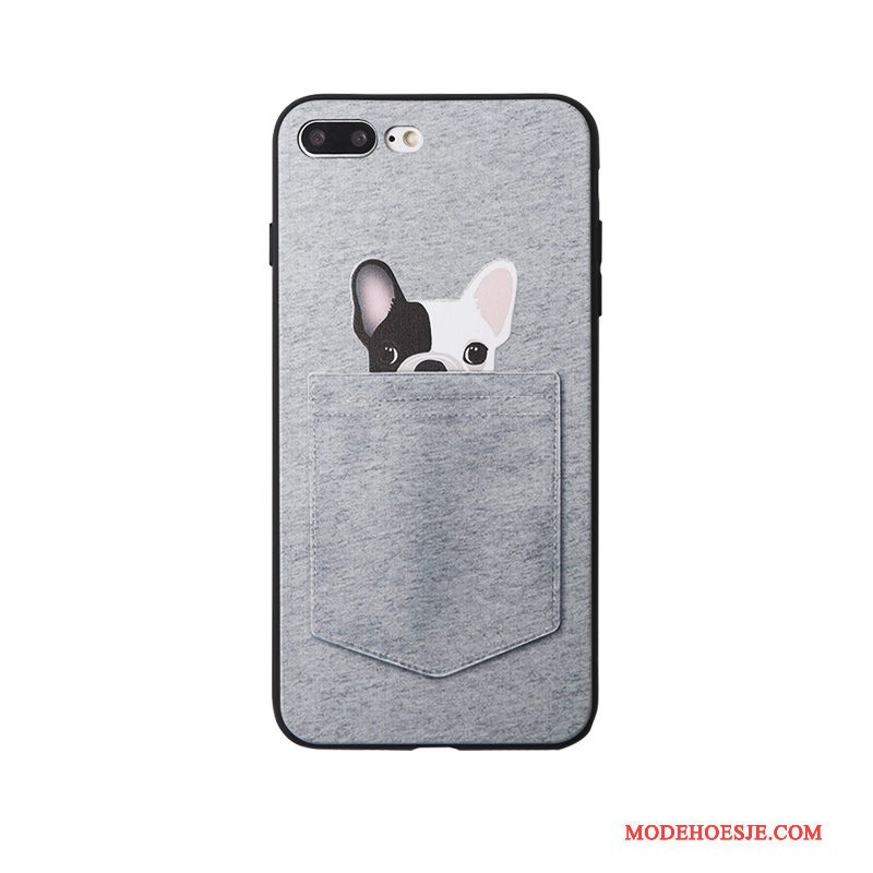 Hoesje iPhone 8 Plus Siliconen Hanger Lovers, Hoes iPhone 8 Plus Zacht Telefoon Grijs