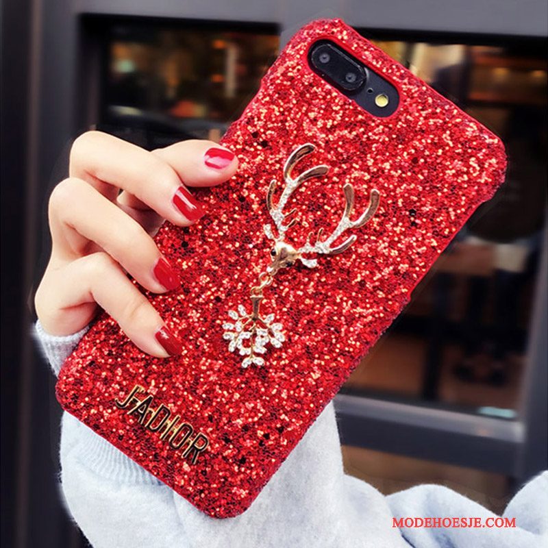 Hoesje iPhone 8 Plus Strass Heldertelefoon, Hoes iPhone 8 Plus Trass Net Red Rood