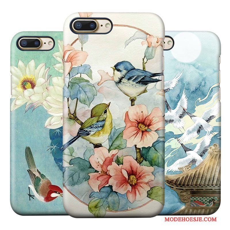 Hoesje iPhone 8 Plus Vintage Wind Chinese Stijl, Hoes iPhone 8 Plus Anti-fall Blauw
