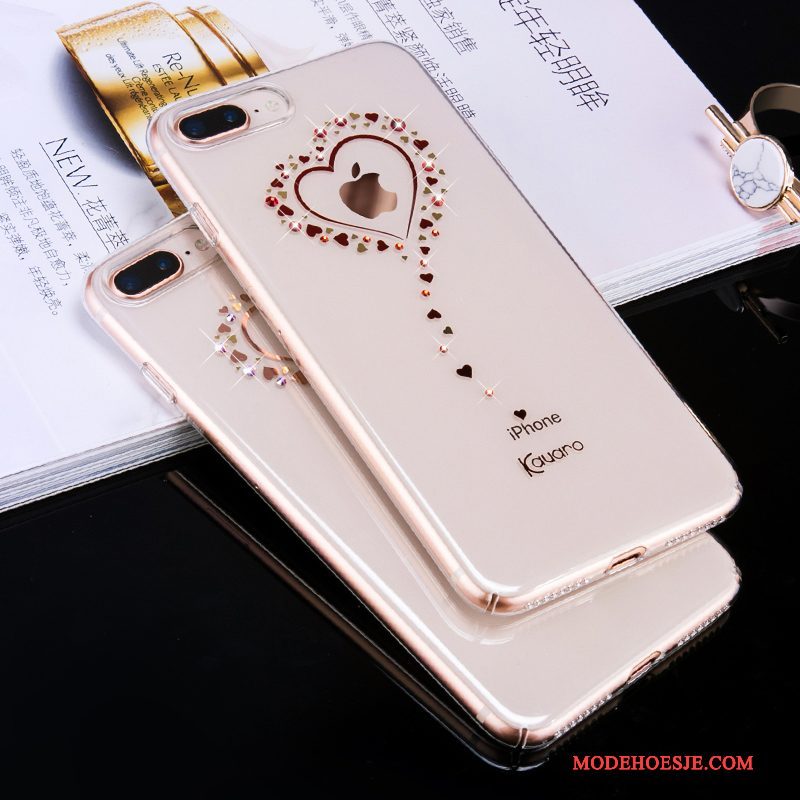 Hoesje iPhone 8 Plus Zakken Nieuw Trendy Merk, Hoes iPhone 8 Plus Strass Doorzichtig Goud