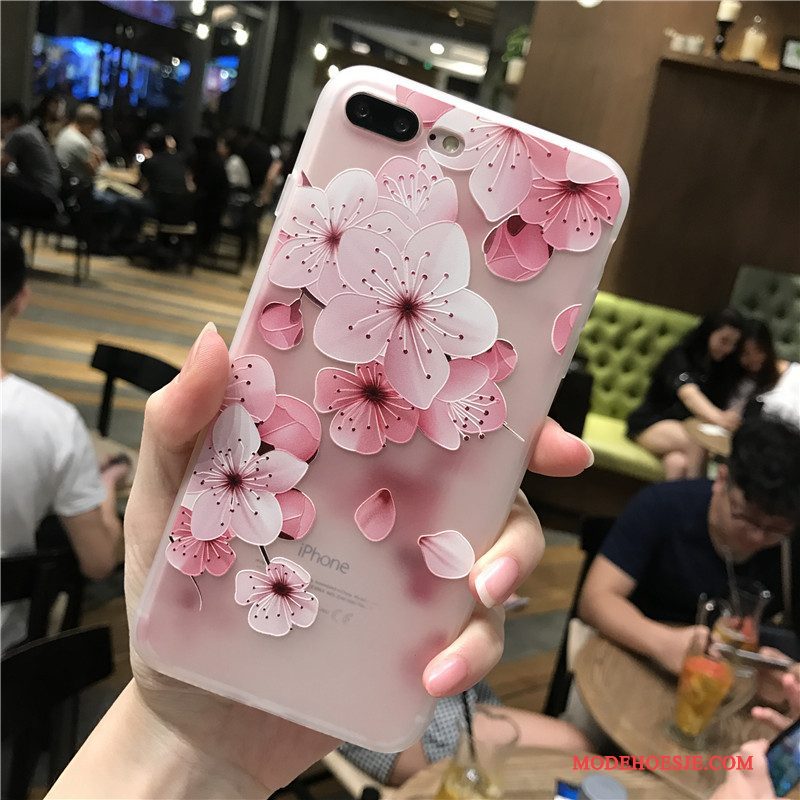 Hoesje iPhone 8 Reliëf Telefoon Roze, Hoes iPhone 8 Zakken