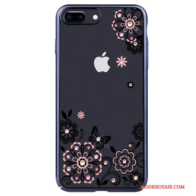 Hoesje iPhone 8 Strass Roze Anti-fall, Hoes iPhone 8 Luxe Trendtelefoon