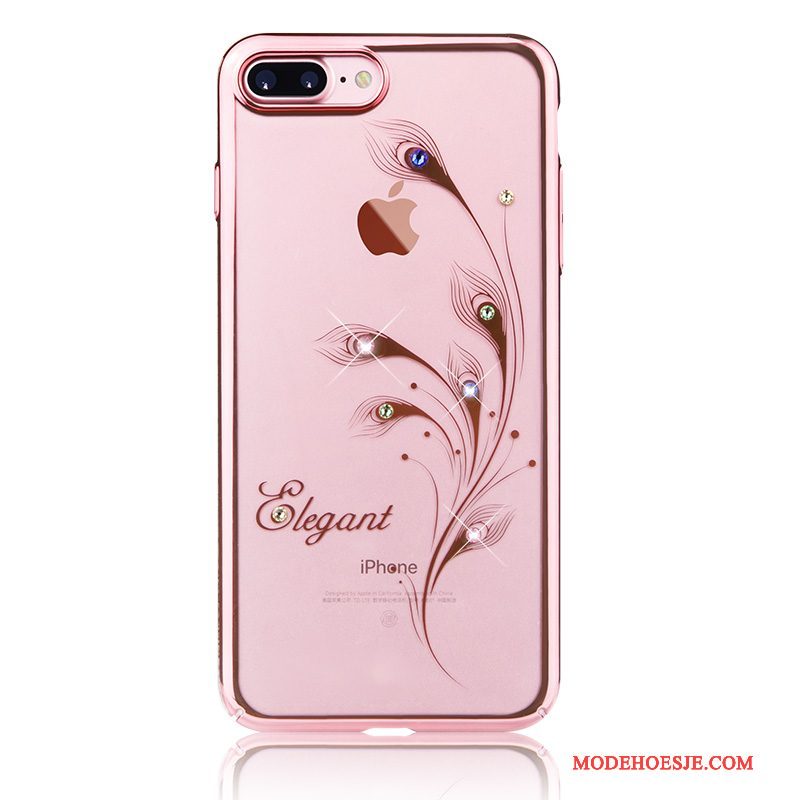 Hoesje iPhone 8 Strass Roze Elegante, Hoes iPhone 8 Luxe Trend Nieuw