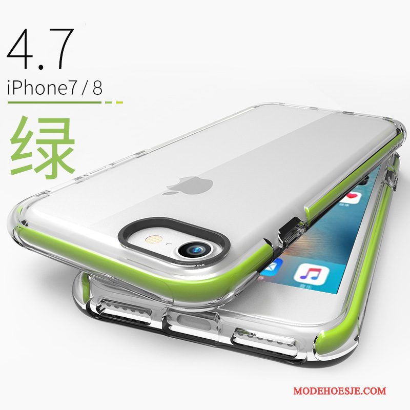 Hoesje iPhone 8 Zacht Groen Doorzichtig, Hoes iPhone 8 Zakken Anti-fall Nieuw