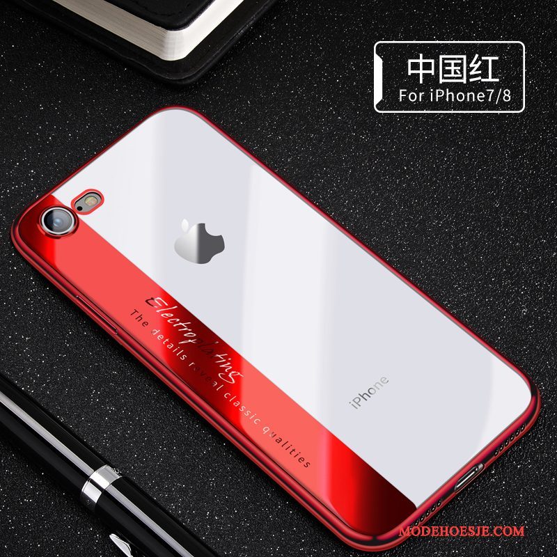 Hoesje iPhone 8 Zacht Roodtelefoon, Hoes iPhone 8 Siliconen Trend Doorzichtig