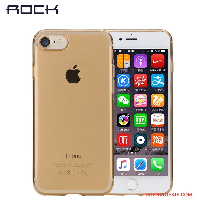 Hoesje iPhone 8 Zacht Telefoon Doorzichtig, Hoes iPhone 8 Ondersteuning Goud