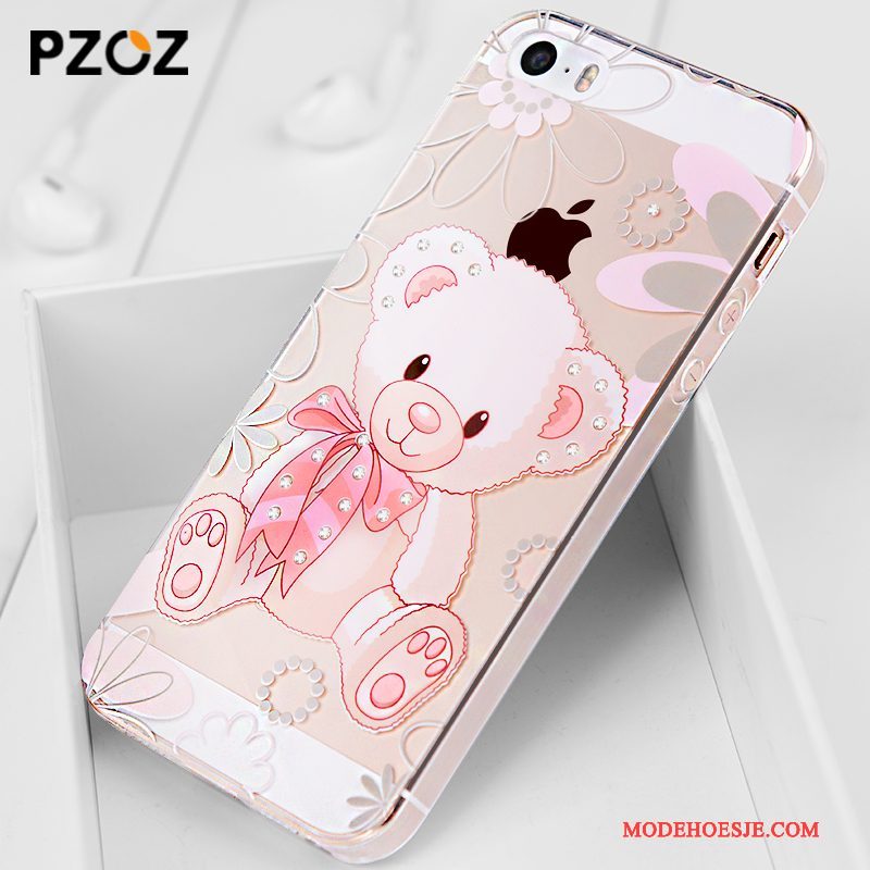 Hoesje iPhone Se Siliconen Mooie Trend, Hoes iPhone Se Zakken Roze Super Schattig