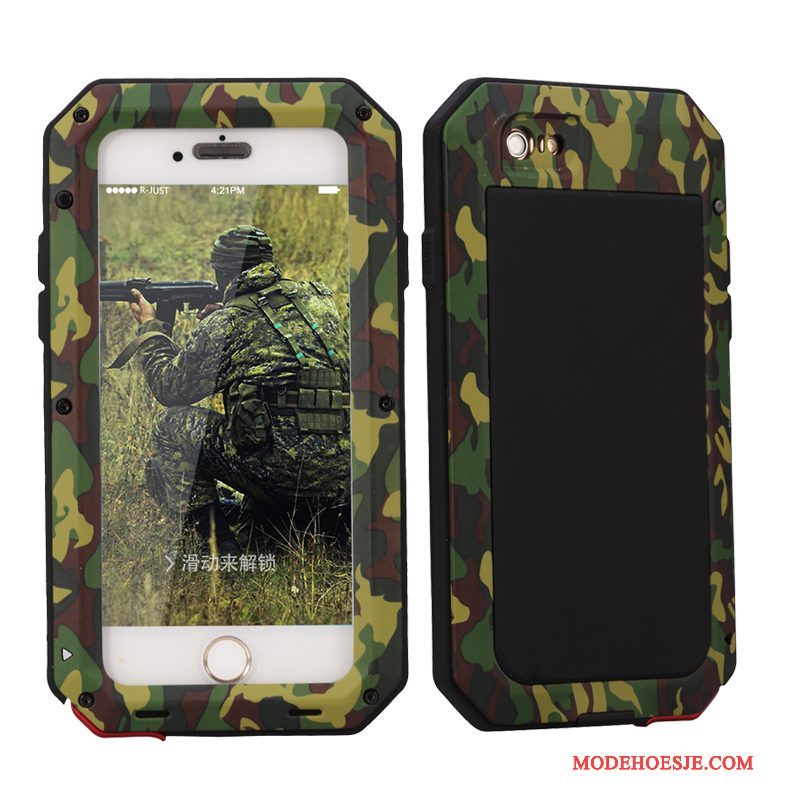 Hoesje iPhone Se Zakken Trend Camouflage, Hoes iPhone Se Bescherming Groen Pantser