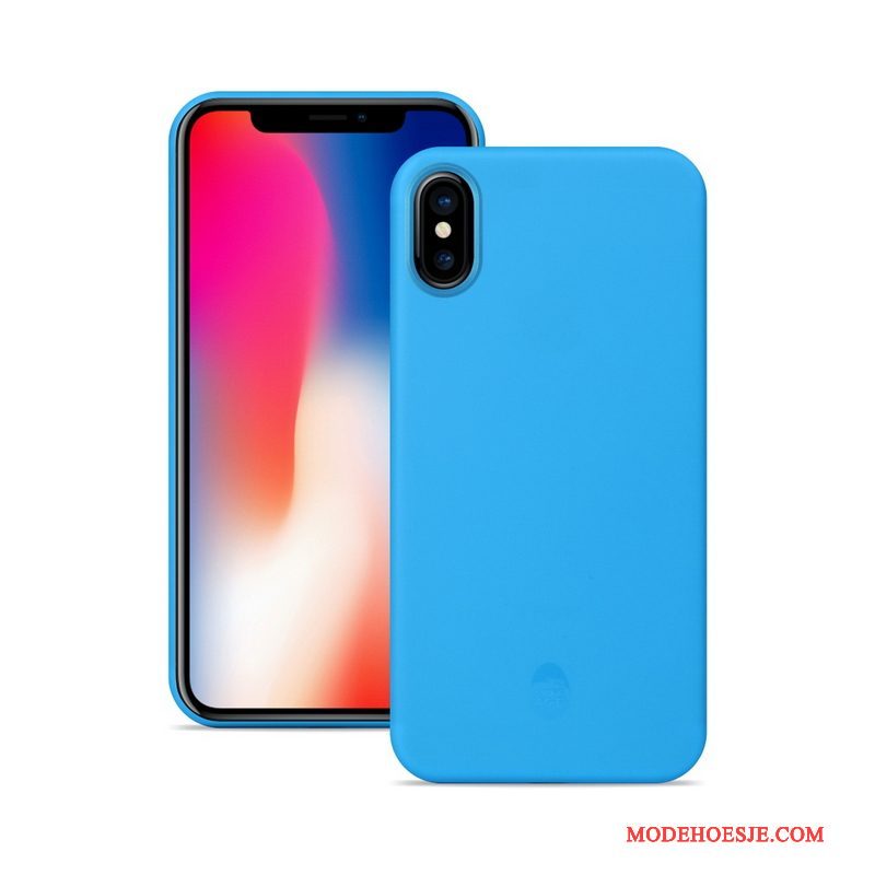 Hoesje iPhone X Bescherming Telefoon Dun, Hoes iPhone X Blauw Schrobben