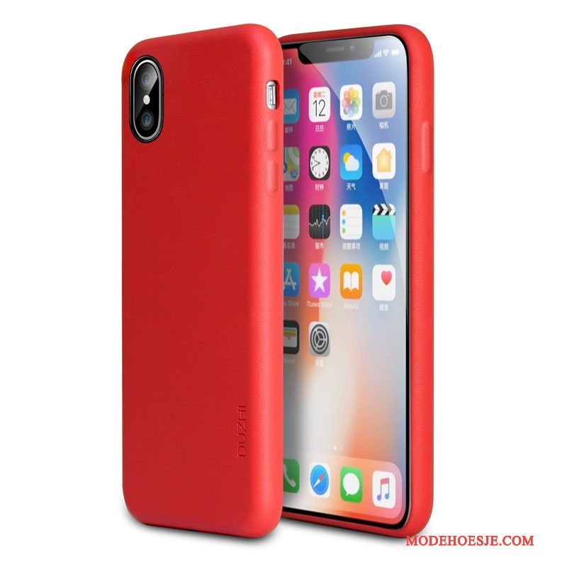 Hoesje iPhone X Bescherming Telefoon Trend, Hoes iPhone X Zakken Rood Anti-fall