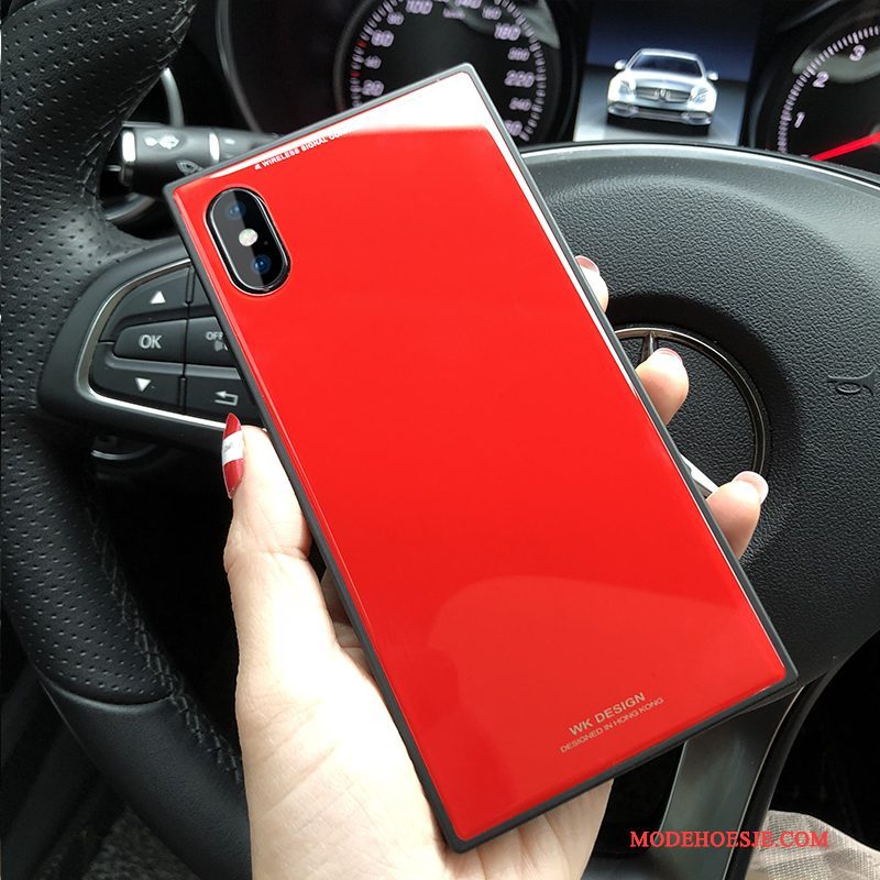 Hoesje iPhone X Luxe Telefoon Ster, Hoes iPhone X Siliconen Rood Glas
