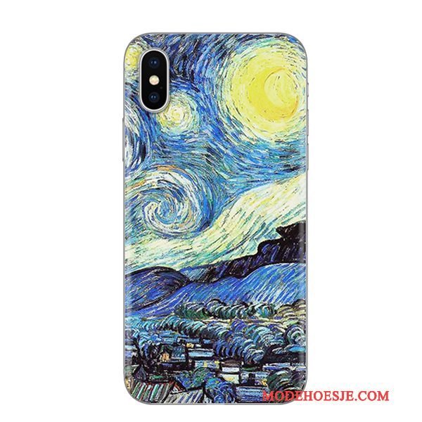 Hoesje iPhone X Reliëf Kunst Europa, Hoes iPhone X Kleur Anti-falltelefoon