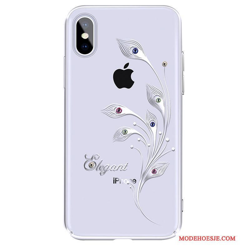 Hoesje iPhone X Strass Telefoon Wit, Hoes iPhone X Luxe Anti-fall Dun