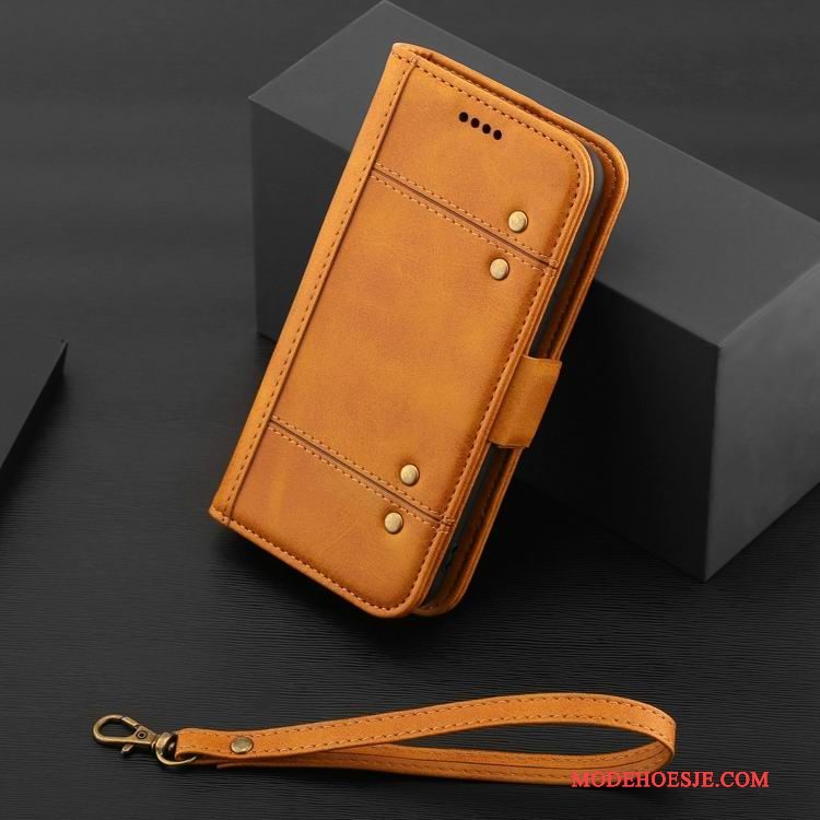 Hoesje iPhone X Zacht Bedrijf Oranje, Hoes iPhone X Folio Hanger Persoonlijk