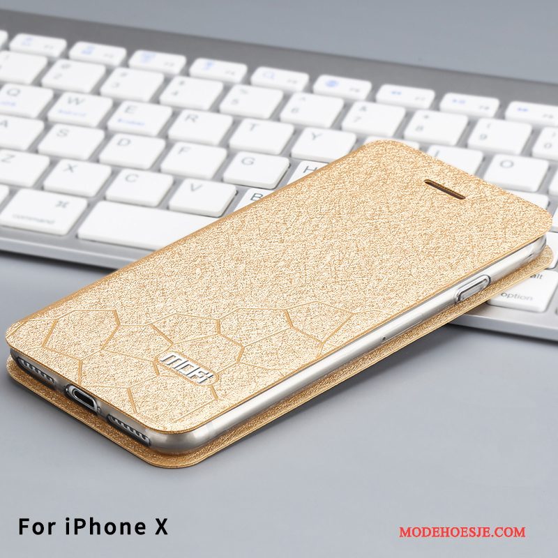 Hoesje iPhone X Zakken Telefoon Goud, Hoes iPhone X Bescherming Anti-fall