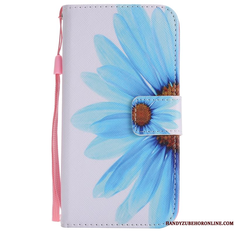 Hoesje iPhone Xr Folio Telefoon Zonnebloem, Hoes iPhone Xr Leer Blauw