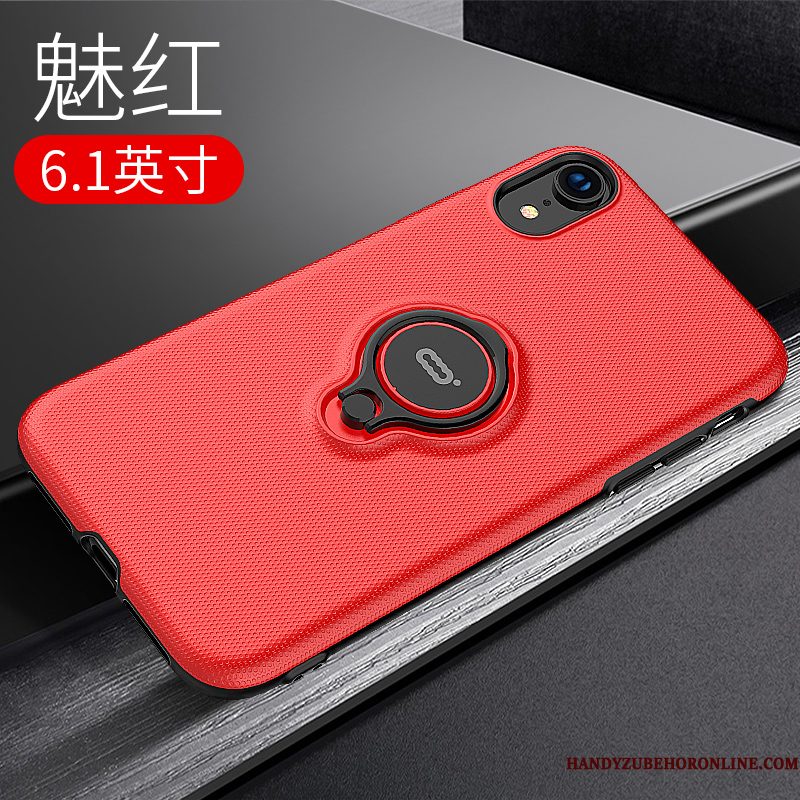 Hoesje iPhone Xr Ondersteuning Magnetisch Net Red, Hoes iPhone Xr Zakken Telefoon Trendy Merk