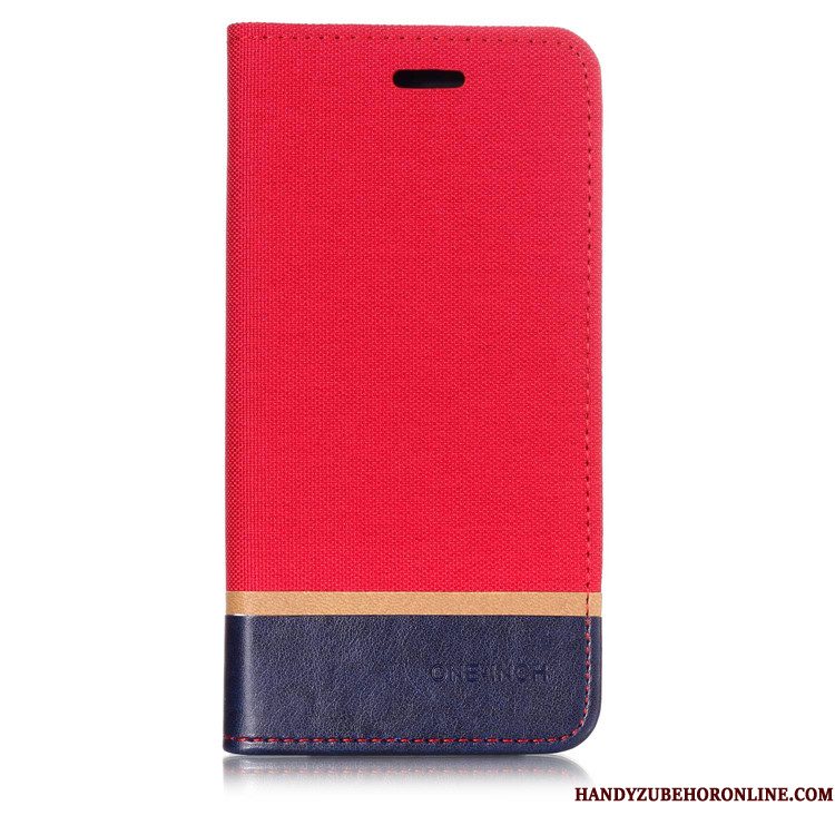 Hoesje iPhone Xs Leer Rood Kaart, Hoes iPhone Xs Bescherming Anti-falltelefoon