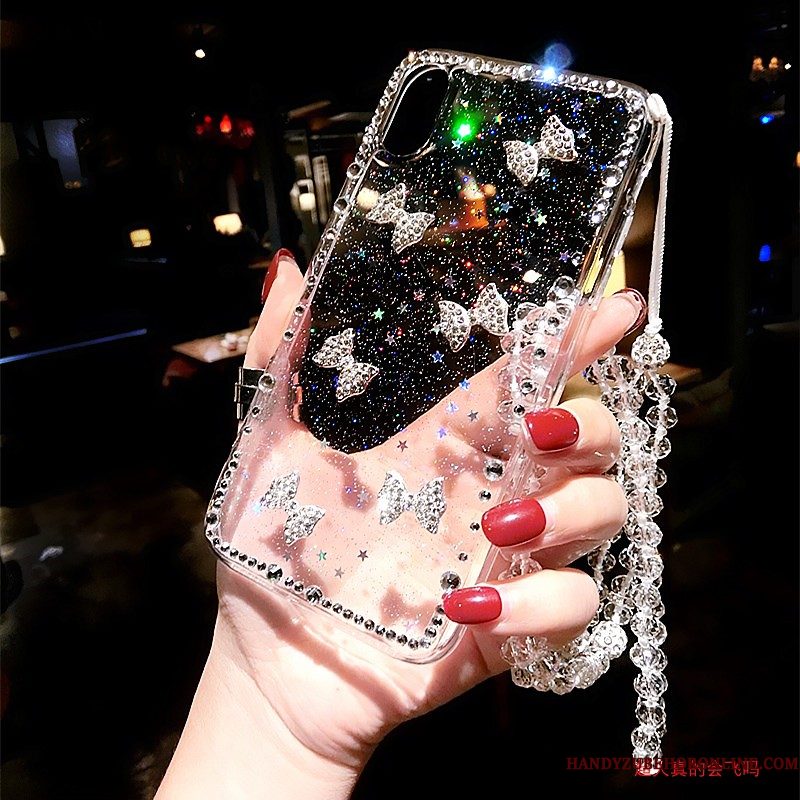 Hoesje iPhone Xs Luxe Anti-falltelefoon, Hoes iPhone Xs Strass Doorzichtig Kristal