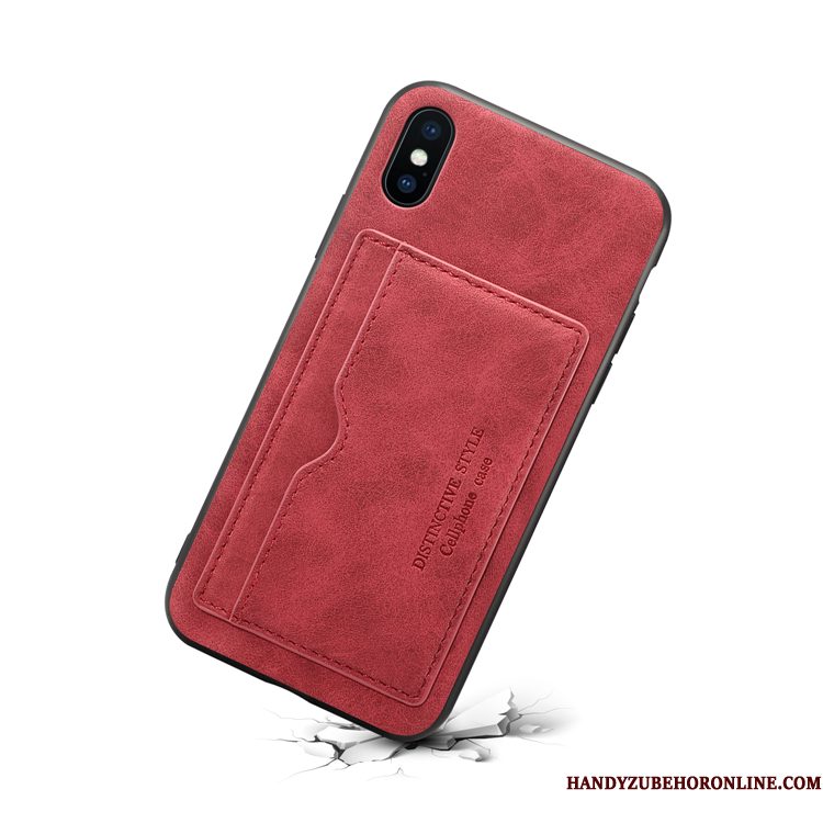 Hoesje iPhone Xs Max Leer Kaarttelefoon, Hoes iPhone Xs Max Bedrijf Rood