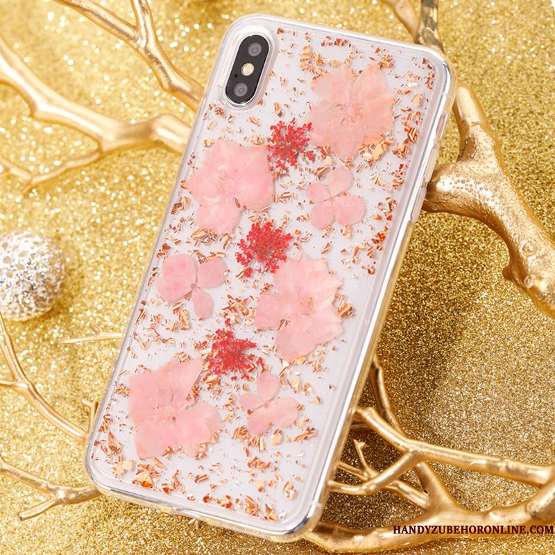 Hoesje iPhone Xs Mode Roze High End, Hoes iPhone Xs Bescherming Bloemen Doorzichtig